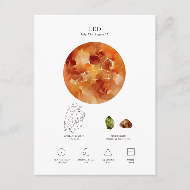 Leo Astrological Sign Postcard (Front)