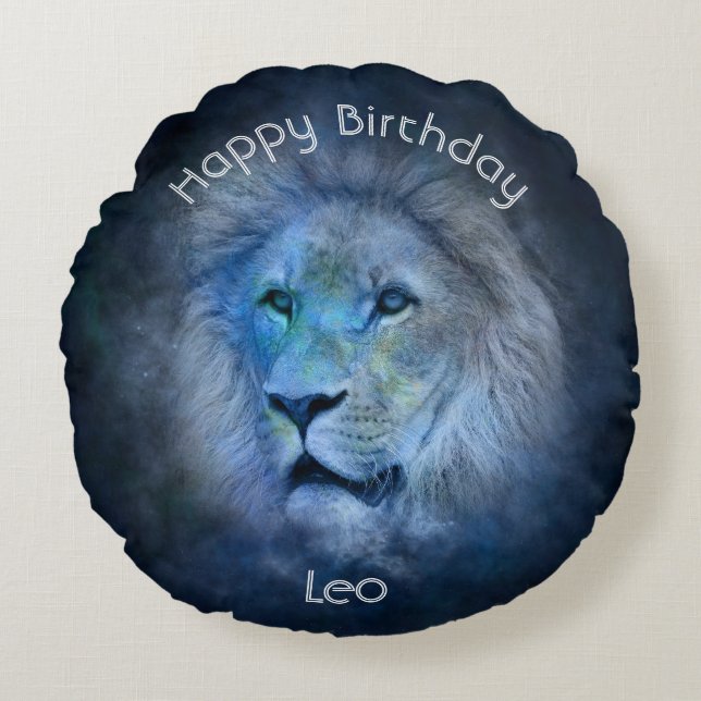 Leo Astrological Zodiac Sign Round Pillow (Front)
