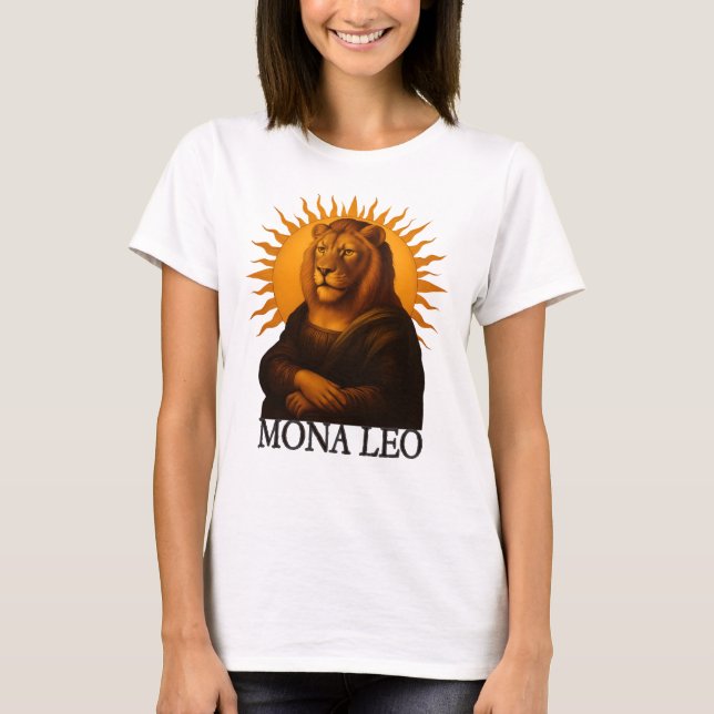 Leo astrology birth sign zodiac lion mona lisa T-Shirt (Front)