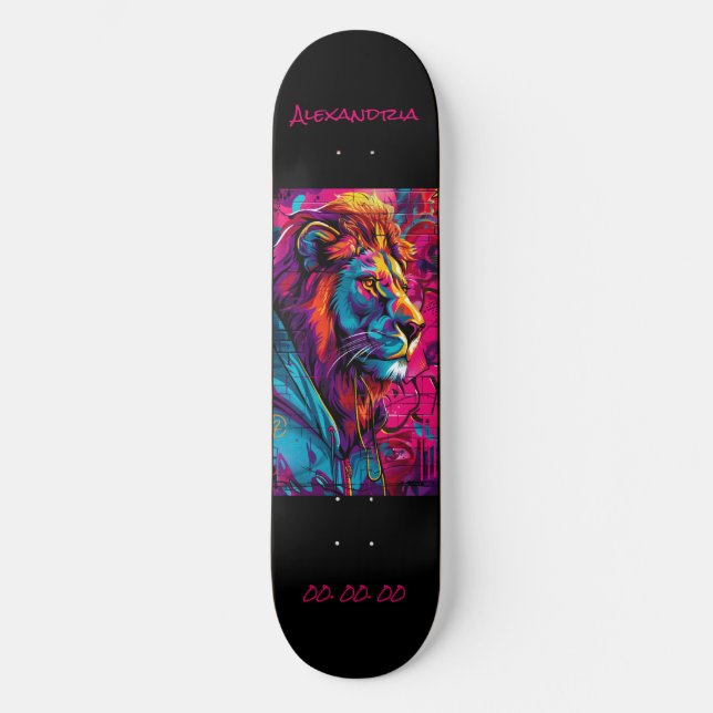 Leo Astrology Grafitti Personalised Skateboard (Front)