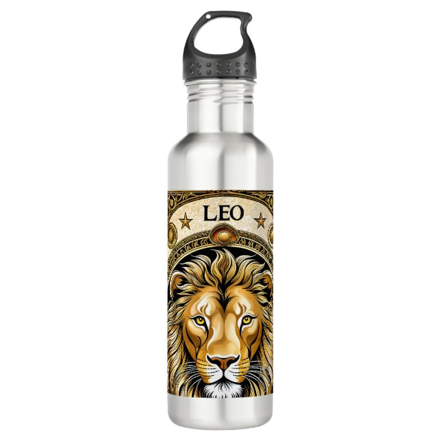Leo astrology sign stainless steel water bottle (Front)