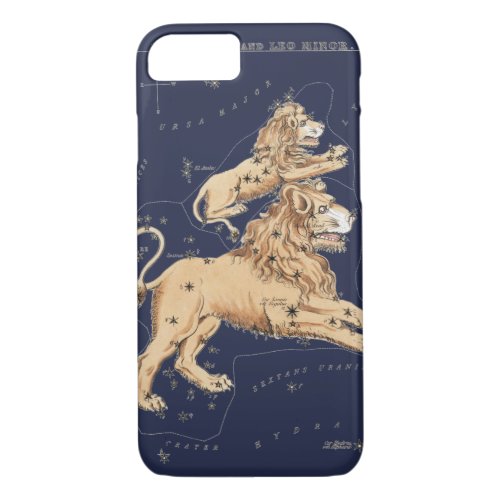 Leo astrology vintage lion star constellation blue iPhone 87 case