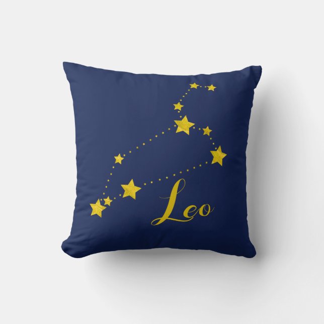 Leo Astrology with Constellation of Stars Throw Pillow (Front)