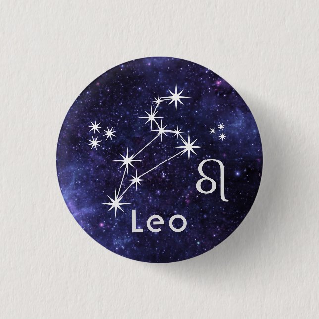 Leo Badge, Zodiac Horoscope Badge Button (Front)