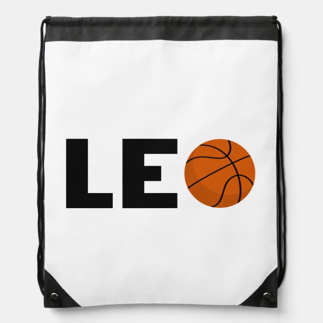 Leo Basketball Drawstring Bag (Front)