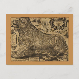 Leo Belgicus, Benelux Union Map (1611) Postcard