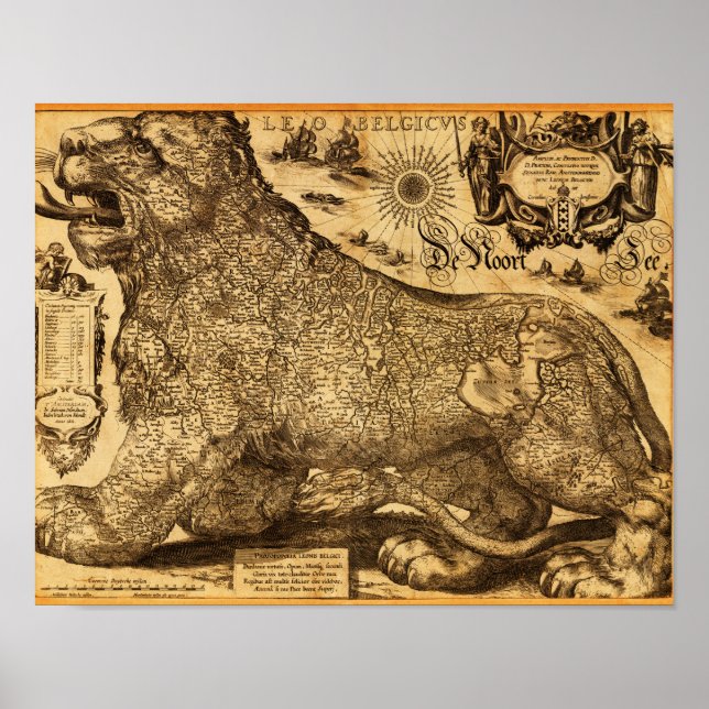 Leo Belgicus of the Netherlands and Belgium Poster (Front)