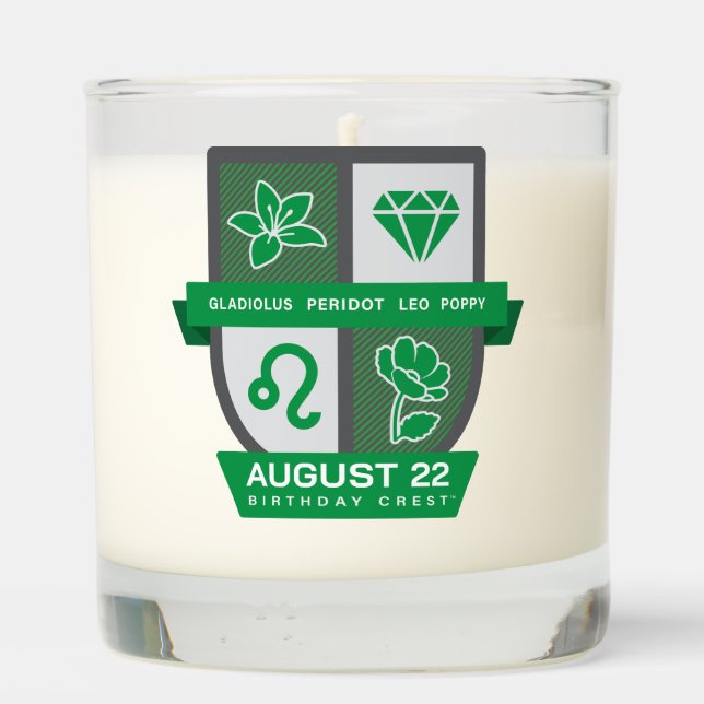 Leo Birthday Crest™ for August 1-22 Candle (Back)