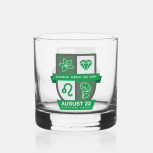 Leo Birthday Crest™ for August 1-22 Whiskey Glass