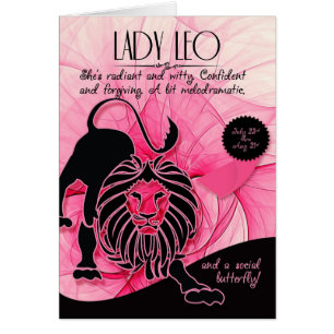 Leo Birthday Her Pink July 23rd and August 21st Cards