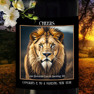 Leo Birthday Lion Art Wine Label