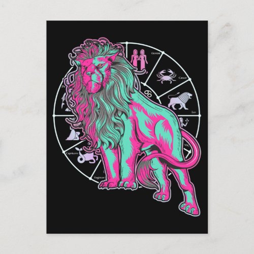 Leo Birthday Lion Zodiac Sign Born in July August Postcard