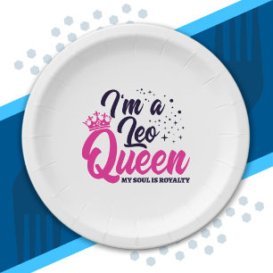 Leo Birthday Queen Astrology Zodiac Sign Soul Paper Plates