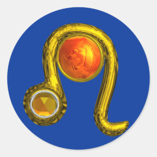 LEO,blue Classic Round Sticker