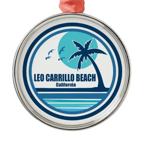 Leo Carrillo Beach California Palm Tree Birds Metal Ornament