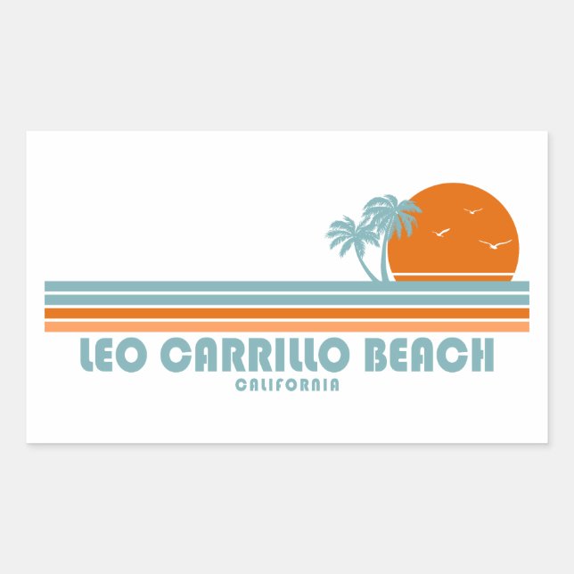 Leo Carrillo Beach California Sun Palm Trees Rectangular Sticker (Front)