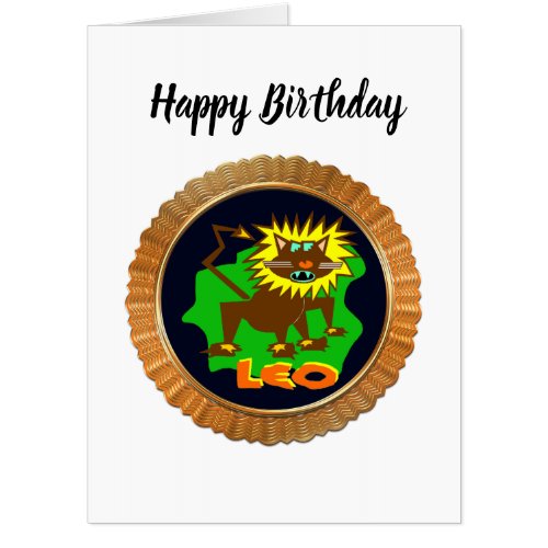 Leo Cartoon Zodiac Astrology design Card