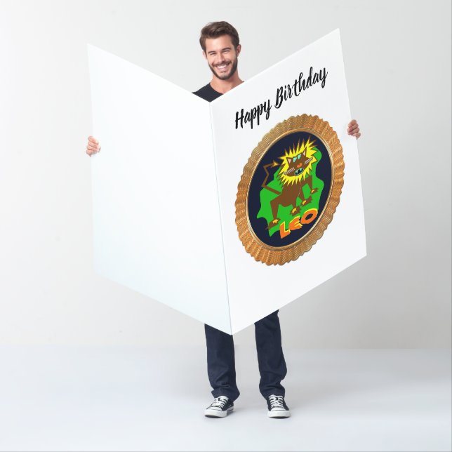 Leo Cartoon Zodiac Astrology design Card (In Situ)