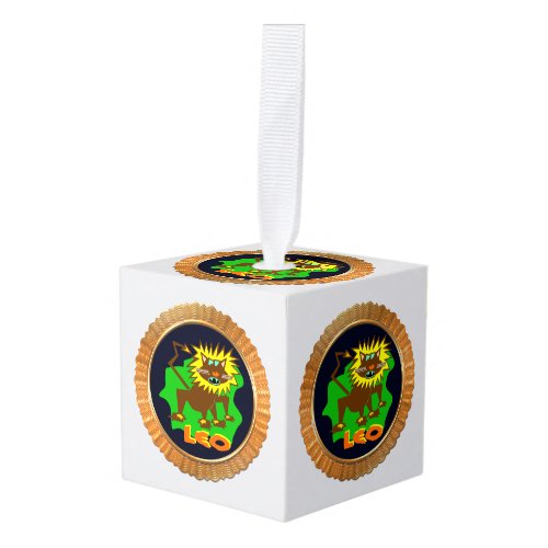 Leo Cartoon Zodiac Astrology design Cube Ornament