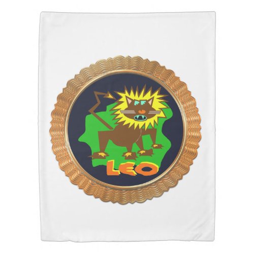 Leo Cartoon Zodiac Astrology design Duvet Cover