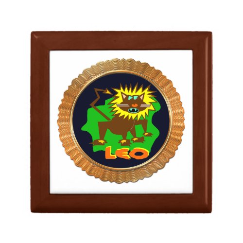 Leo Cartoon Zodiac Astrology design Jewelry Box