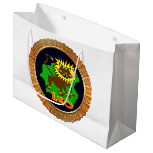 Leo Cartoon Zodiac Astrology design Large Gift Bag