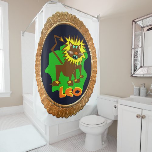 Leo Cartoon Zodiac Astrology design Shower Curtain