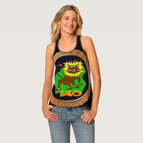 Leo Cartoon Zodiac Astrology design Tank Top