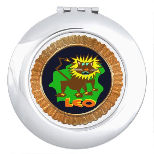 Leo Cartoon Zodiac Astrology design Vanity Mirror