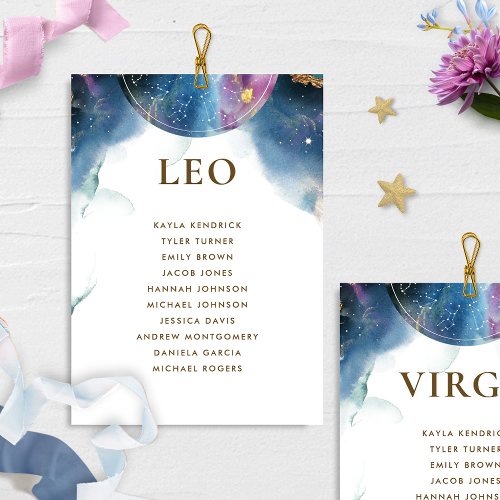 Leo Celestial Seating Plan Card w Guest Name