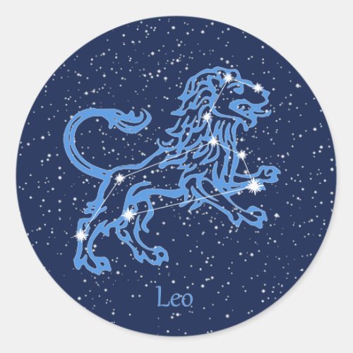 Leo Constellation and Zodiac Sign with Stars Classic Round Sticker