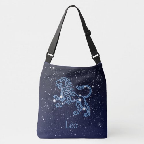 Leo Constellation and Zodiac Sign with Stars Crossbody Bag