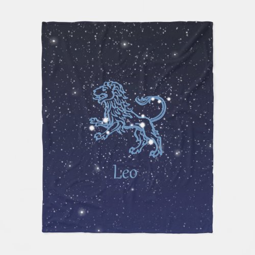 Leo Constellation and Zodiac Sign with Stars Fleece Blanket