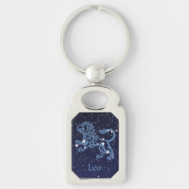 Leo Constellation and Zodiac Sign with Stars Keychain (Front)