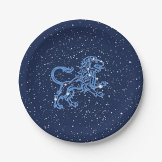Leo Constellation and Zodiac Sign with Stars Paper Plates