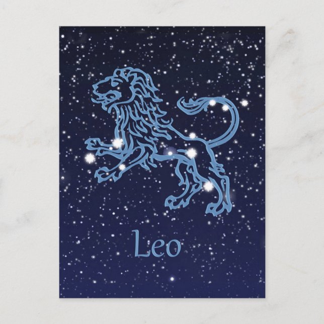 Leo Constellation and Zodiac Sign with Stars Postcard (Front)