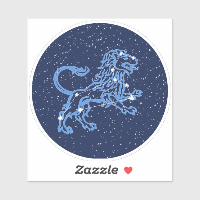 Leo Constellation and Zodiac Sign with Stars Sticker (Sheet)