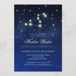 Leo Constellation Birthday Party Invitation