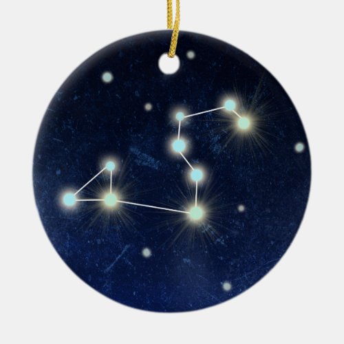 Leo Constellation  Blue Custom  Name Ceramic Ornament