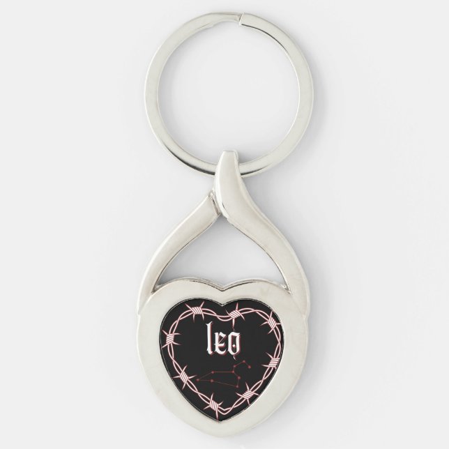 Leo Constellation Gothic Aesthetic Barbed Wire Keychain (Front)