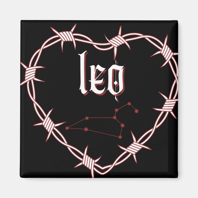 Leo Constellation Gothic Aesthetic Barbed Wire Magnet (Front)