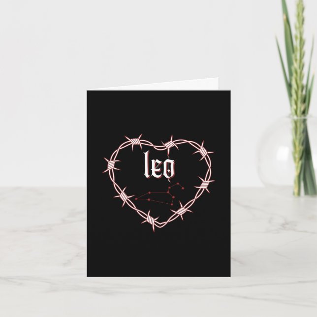 Leo Constellation Gothic Dark Edgy Birthday Card (Front)
