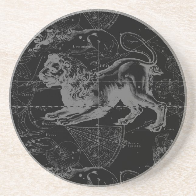 Leo Constellation Hevelius 1690 Decor Drink Coaster (Front)