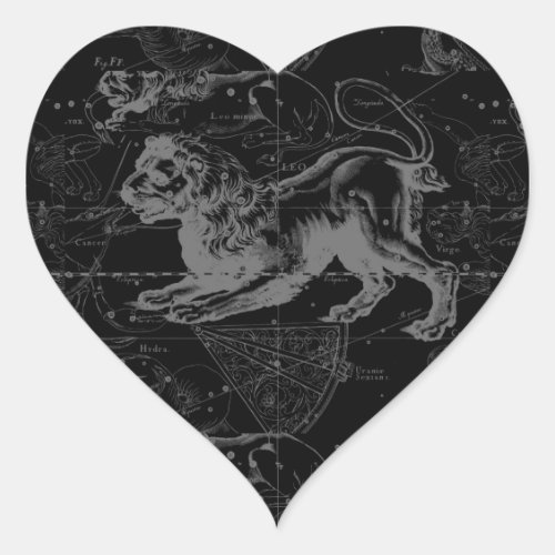 Leo Constellation Hevelius 1690 Decor Heart Sticker