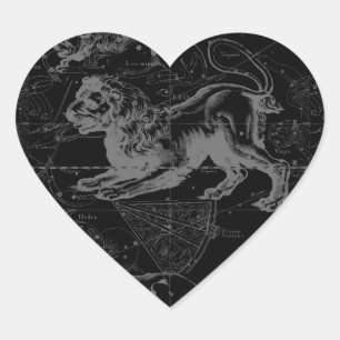 Leo Constellation Hevelius 1690 Decor Heart Sticker