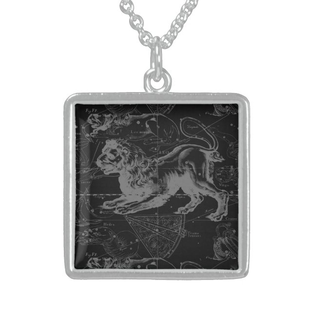 Leo Constellation Hevelius 1690 Decor Sterling Silver Necklace (Front)