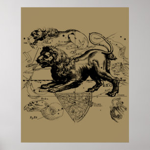 Leo Constellation Hevelius 1690 July23 - August 22 Poster