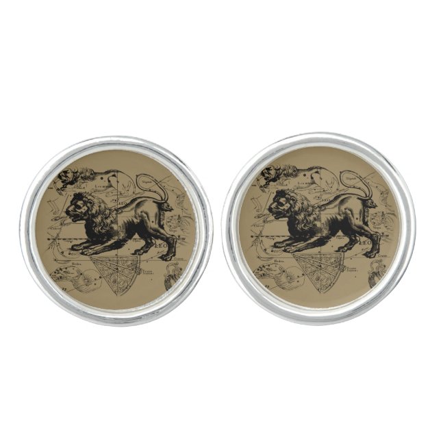 Leo Constellation Hevelius 1690 July 23  August 22 Cufflinks (Front)