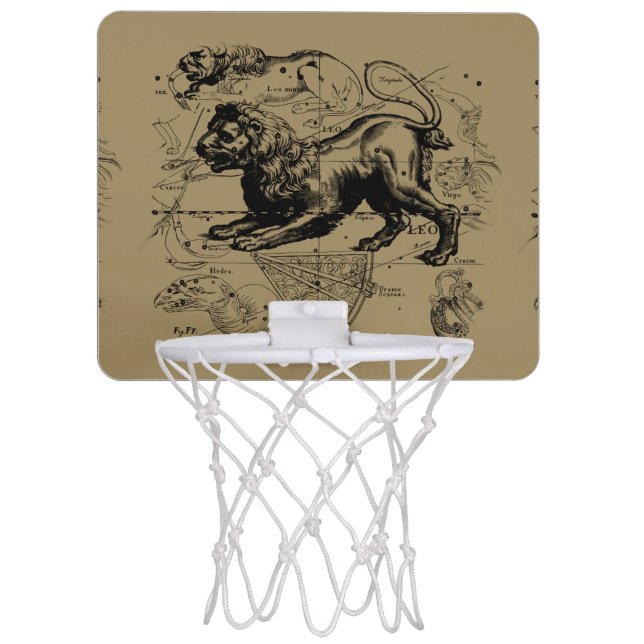 Leo Constellation Hevelius 1690 July 23  August 22 Mini Basketball Hoop (Front)