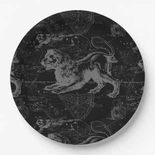 Leo Constellation Hevelius 1690 on Black Paper Plates